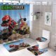 thumbnail image 1 of Dinotrux-theme 4-Piece Shower Curtain Set with Rugs, Waterproof Bathroom Decor Set Includes Bath Mat, U-Shaped Rug, Toilet Lid Cover and Curtain with Hooks, 1 of 6