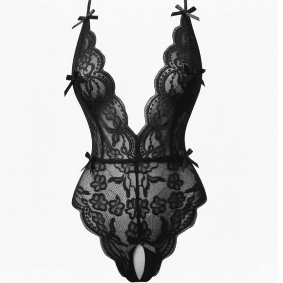 Lenceria Sexy Transparente Para Mujer, Entrepierna Abierta
