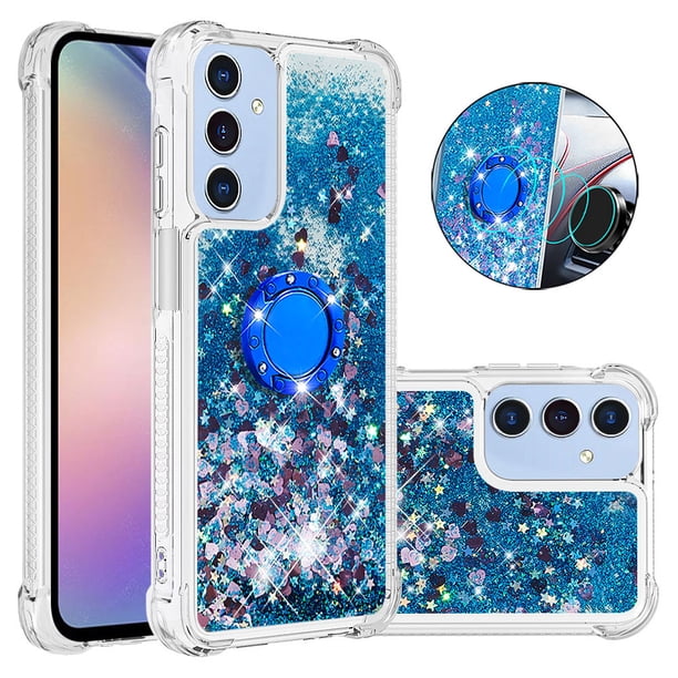 FOXDOCK Funda Glitter Líquida para Samsung Galaxy A17 con Anillo Brillante, TPU Antichoques y Esquinas Reforzadas, Soporte