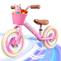 Kkdi - Bicicleta Balance Kid Ajustable Para Niños De 2 A 5 Años Con Cesta Rosa