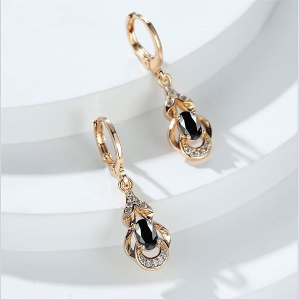 Women's Elegant Zircon Drop Earrings 18K Gold Plated Ear Jewelry Banquet Dinner Decor For Women Girls