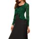 thumbnail image 4 of INSPIRE CHIC Bolero de Encaje Floral para Mujer con Dobladillo Volante, Cárdigan Recortado con Lazo Frontal, Cubierta Ligera de Verano Verde Oscuro M, 4 of 6