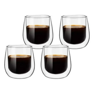 Set 4 Tazas Vidrio Doble Pared Expreso 80 Ml Simplit Agua