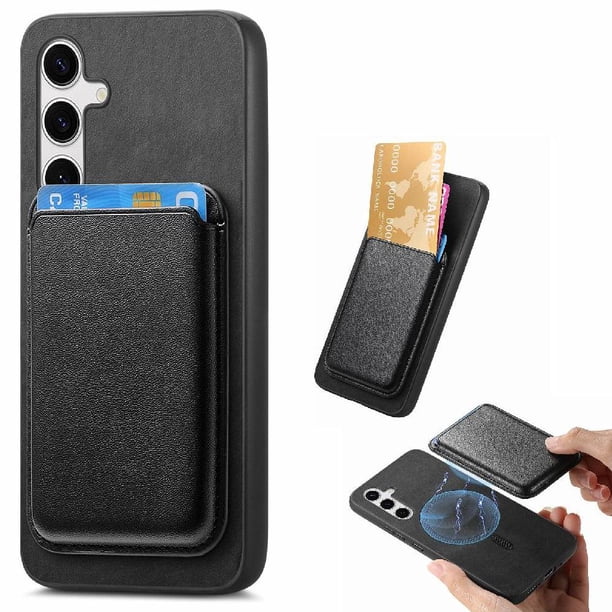 Funda de Cuero Magnética con Tarjetero para Samsung Galaxy S24 Plus Cubierta Delgada Negro