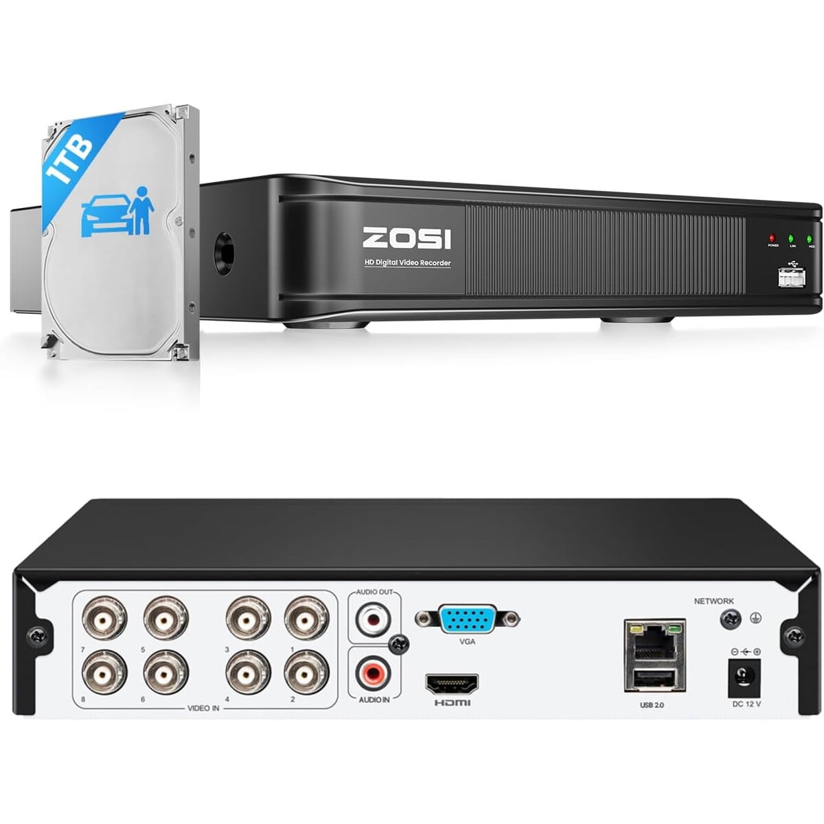 Dvr Zosi 8 Canales 5mp 3k Lite H.265 Ai 1tb