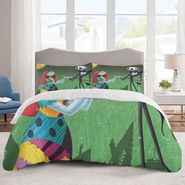 The Nightmare Before Christmas Bedding Sets Cartoon Duvet Cover Lightweight 3 Piece Bet Sets for Kids Boys Girls
