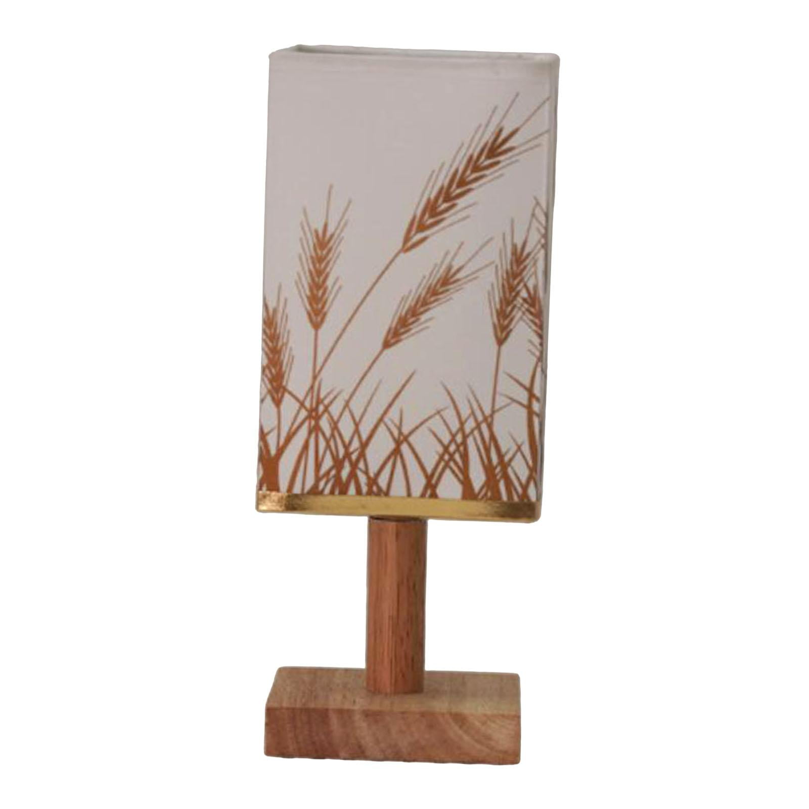 Ioensy - Lámpara De Mesa De Noche Decorativa Con Pantalla De Tela De Lino Base De Madera De Trigo Blanco Cálido