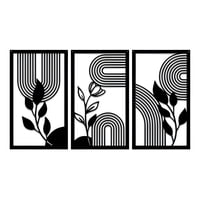 Genérico - Set 3 Cuadros Hojas Y Flores Mdf