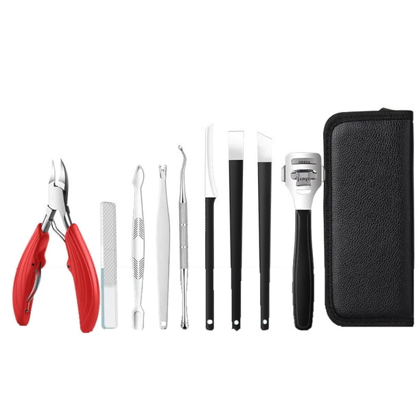 Kit de cortaúñas y pedicura de acero inoxidable, con estuche de viaje, color rojo.