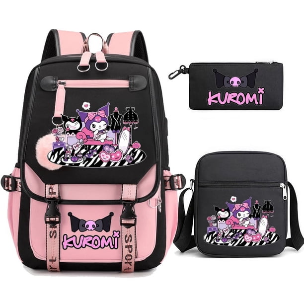 3pcs Kuromi Backpacks Patchwork Capacity Women Men Travel Mochilas With Shoulder Bags Ins Laptop Teens School Bags