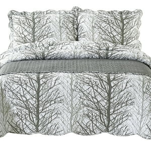 Mallorca - Quilt Con Piecera Reversible Forest 1,5 Plazas