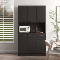 M&Ms - 70.87"" Tall Wardrobe& Kitchen Cabinet, With 6-Doors, 1-Open Shelves And 1-Drawer For Bedroom,Black