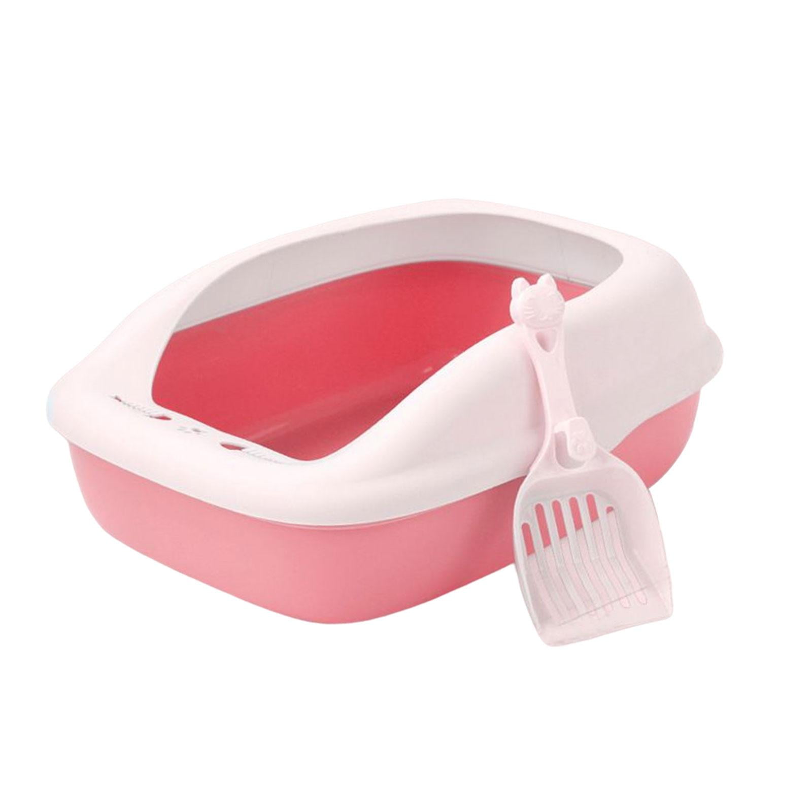 Caja De Arena Para Gatos Con Bandeja De Arena Duradera Para Mascotas De Lado Alto Cat Sandbox Bedpan Pink