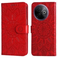 Funda Tipo Cartera Foxdock Para Vivo Y39 5G , Diseño Girasol En Relieve, Cuero Pu, Cierre Magnético, Soporte Y Tarjetero
