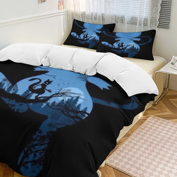 Mewtwo Bed Duvet Cover Funny Anime Cartoon Bedding Sets Lightweight 3 Piece Comforter Sets