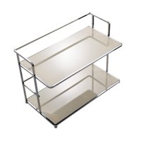 Magideal - Estante De Exhibición De Artículos Diversos Para Mesa, Organizador De Cosméticos, Bandeja De 2 Niveles, Organizador De Encimera Resistente Para Baño Y Blanco