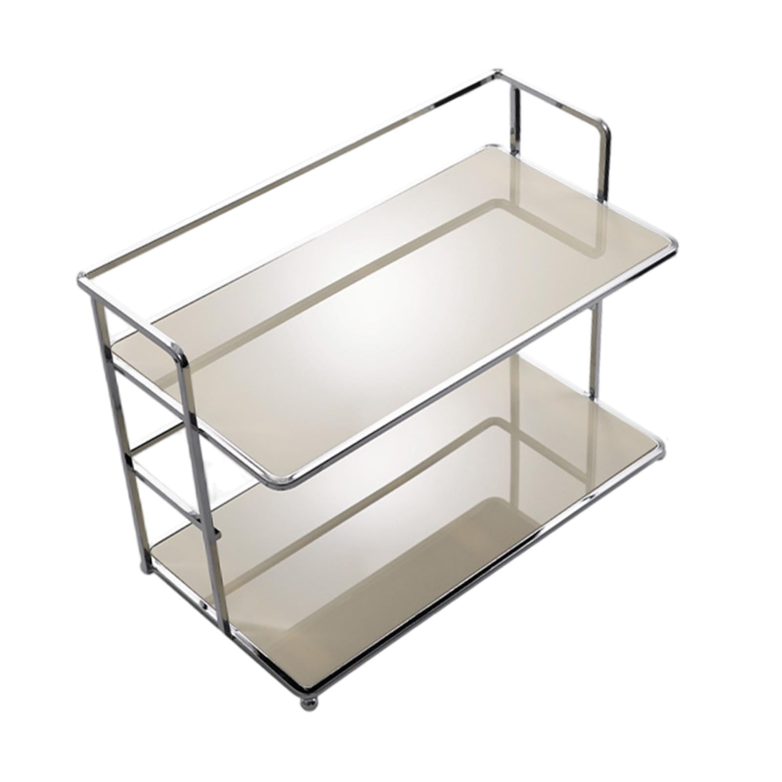 Magideal - Estante De Exhibición De Artículos Diversos Para Mesa, Organizador De Cosméticos, Bandeja De 2 Niveles, Organizador De Encimera Resistente Para Baño Y Blanco