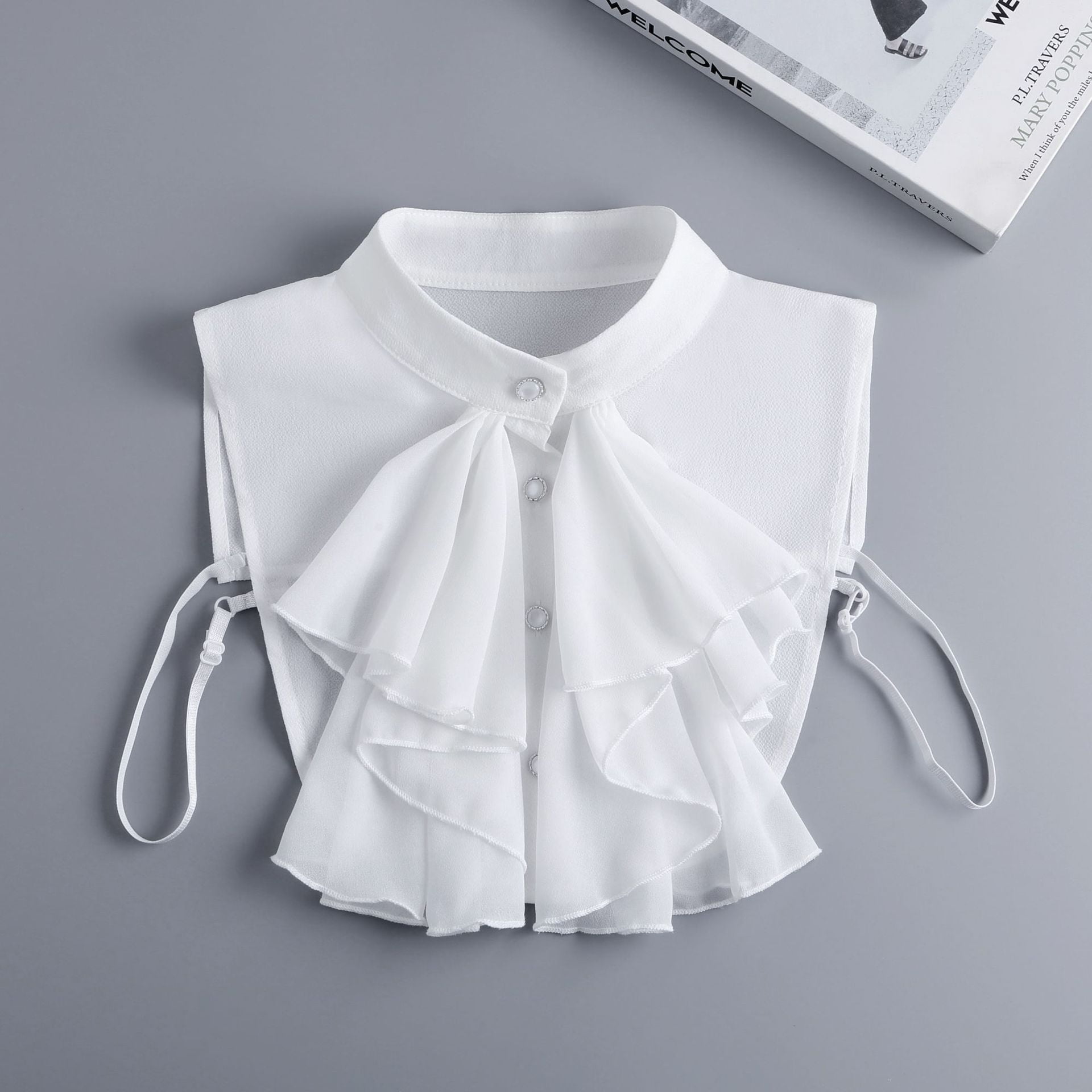 Xusx111 - Mujeres Ruffle Camisa Cuello – Desmontable Cuello Ruffle Victorian Vintage Blusa Medio Cuello, Accesorios Para Las Mujeres (blanco)
