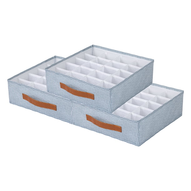 Caja de Almacenamiento Compartimentada, Contenedor de Tela para Armario, Cesta de Almacenamiento Plegable para Organizar Ropa Azul Claro-20 cuadrícula