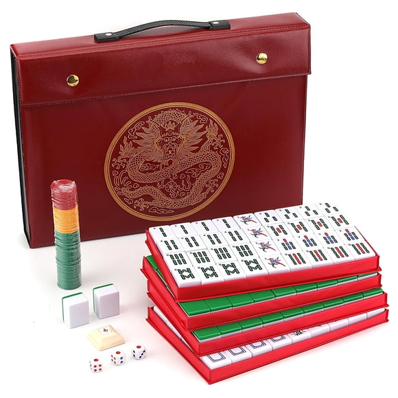 Juego de mahjong chino Mose Cafolo extragrande de 146 fichas con estuche