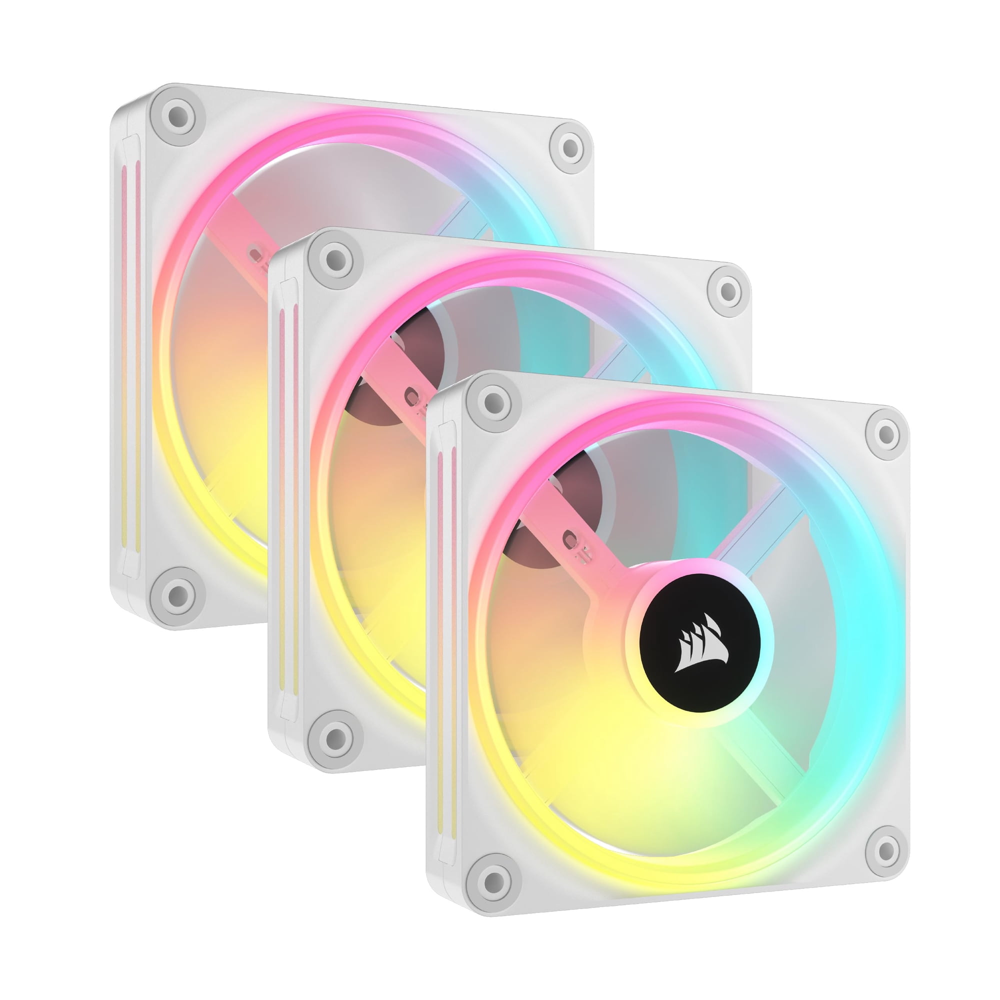 Fan Corsair Icue Link Qx120 Rgb - Kit De Inicio Triple (120 Mm), Color Blanco
