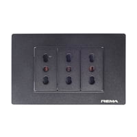 Enchufe 10/16A Triple Línea Arrayán Negro - Rema