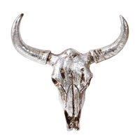 Magideal - Figura De Arte De Pared De Simulación, Decoración Del Hogar, Escultura De Pared De Cráneo De Con Cuerno, Estatua De Esqueleto De Cabeza Para Sala Plata