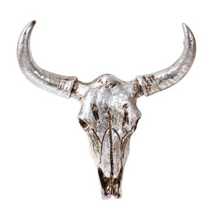 Magideal - Figura De Arte De Pared De Simulación, Decoración Del Hogar, Escultura De Pared De Cráneo De Con Cuerno, Estatua De Esqueleto De Cabeza Para Sala Plata