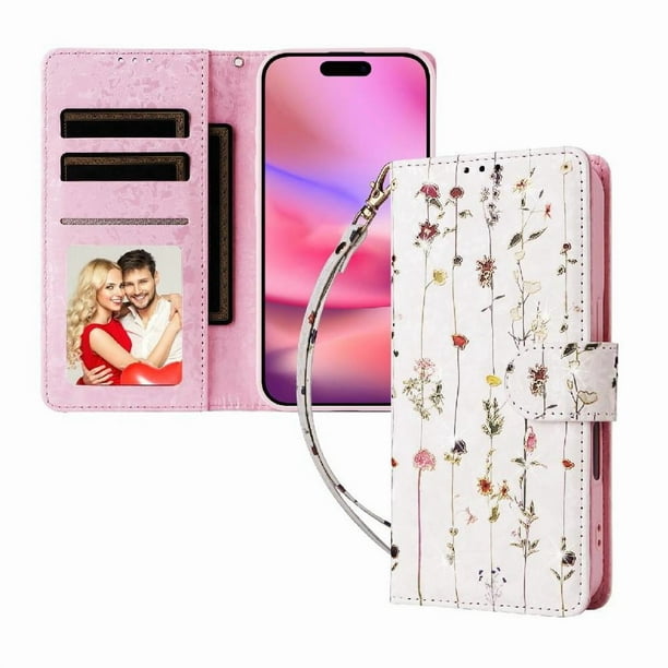 FOXDOCK Funda Tipo Cartera Floral para iPhone 11 ,Funda con Tapa de Cuero PU, Protección Antigolpes con Ranuras para Tarjetas y Soporte