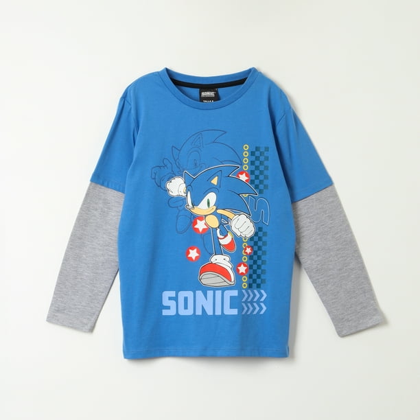 Polera Manga Larga Niño Runner Azul Sonic