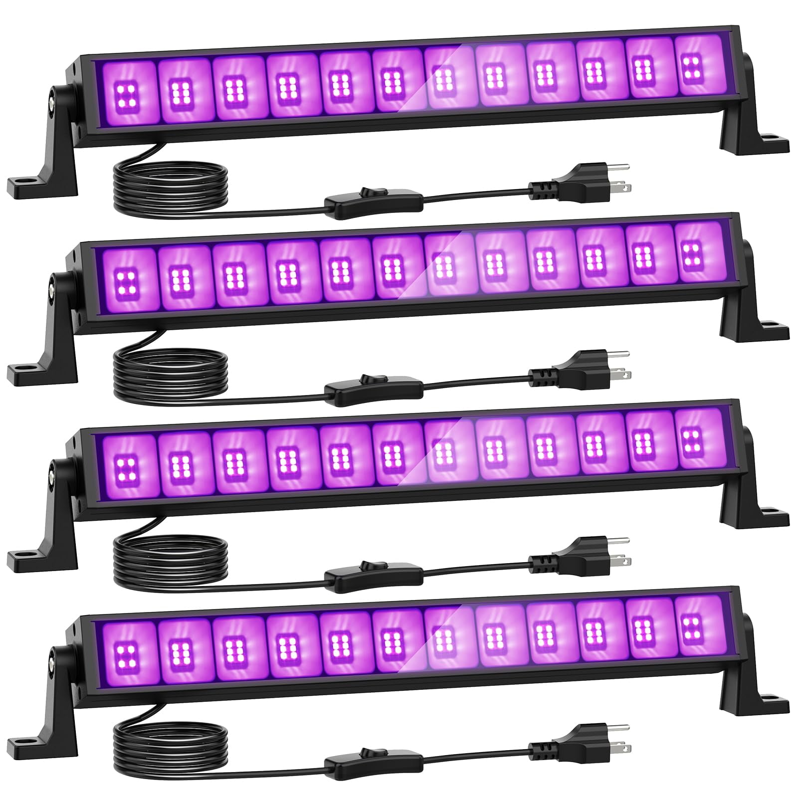 Paquete De 4 Luces Negras Onforu De 42 W, Cable De 1,5 M, 110 V