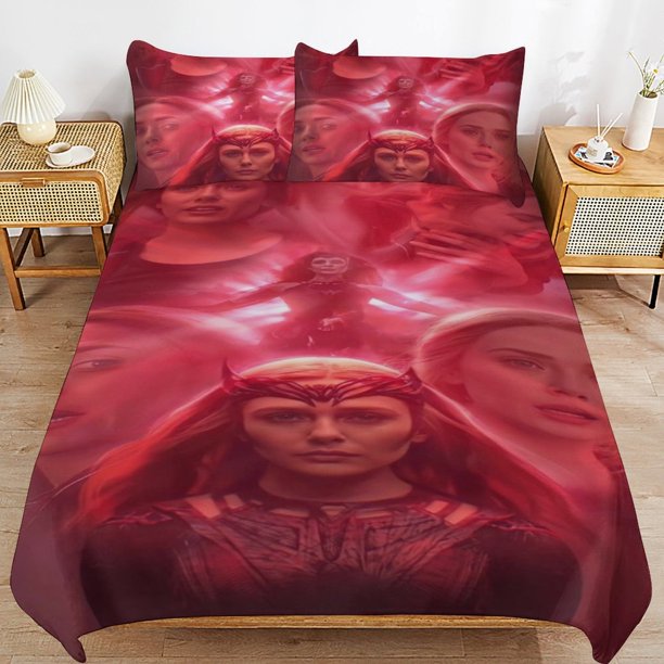 Wanda Maximoff Bedding Sets Ultra Soft Skin-Friendly Duvet Cover 3 Piece, Cute Comforter Cover Bed Set for Boys Girls Kids