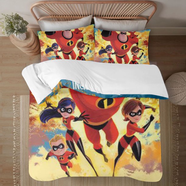 The Incredibles 3-Piece Bedding Set For Kids Boys Girls Adult Cartoon Warm Cute Fashion Holiday Present Gift Bed Sheets