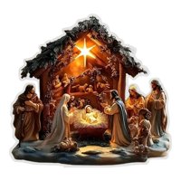 Magideal - Letrero Navideño Plano 2D Con Diseño De Belén, Placa Acrílica Coleccionable, Adorno Decorativo De Mesa Para Fiestas Navideñas, Chimenea Y Escritorio.