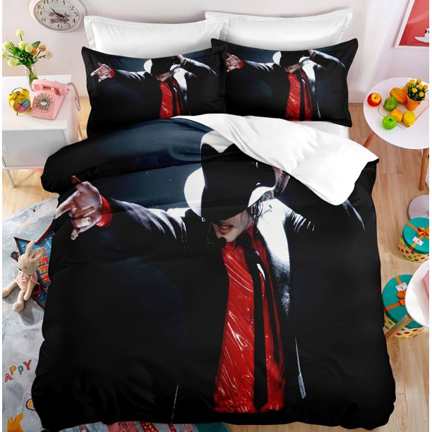 x2337 Bed SheetsMichael Jackson Bedding Set Twin Full Size Musical Genius Bed Linen Adults Teens Bedroom xcm Duvet Cover Set 3-Piece Bedding Set (1 Duvet Cover + 2 Pillow Shams) nj2337