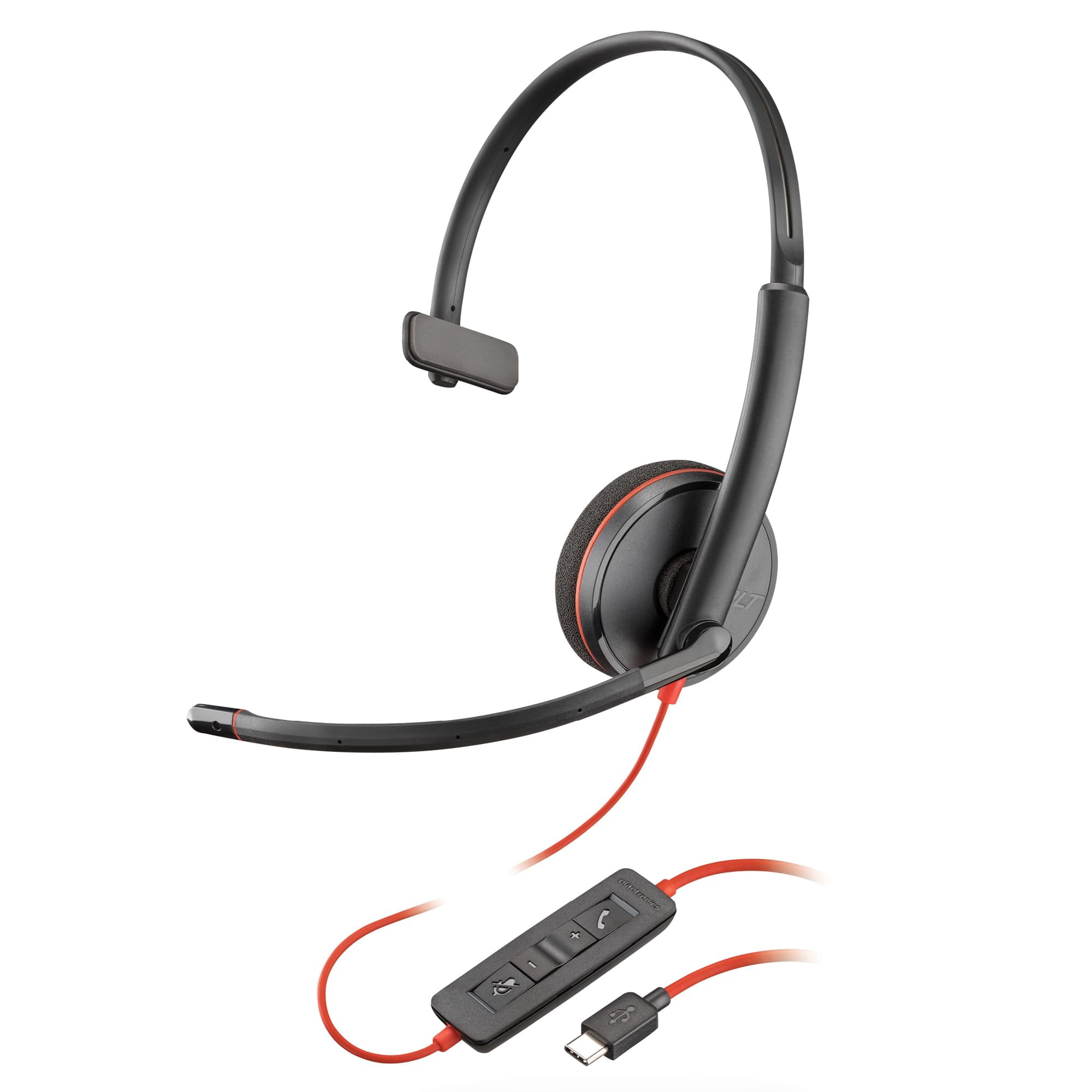 Auricular Con Micrófono Poly Blackwire 3210 Con Cable, Cancelación De Ruido, Usb
