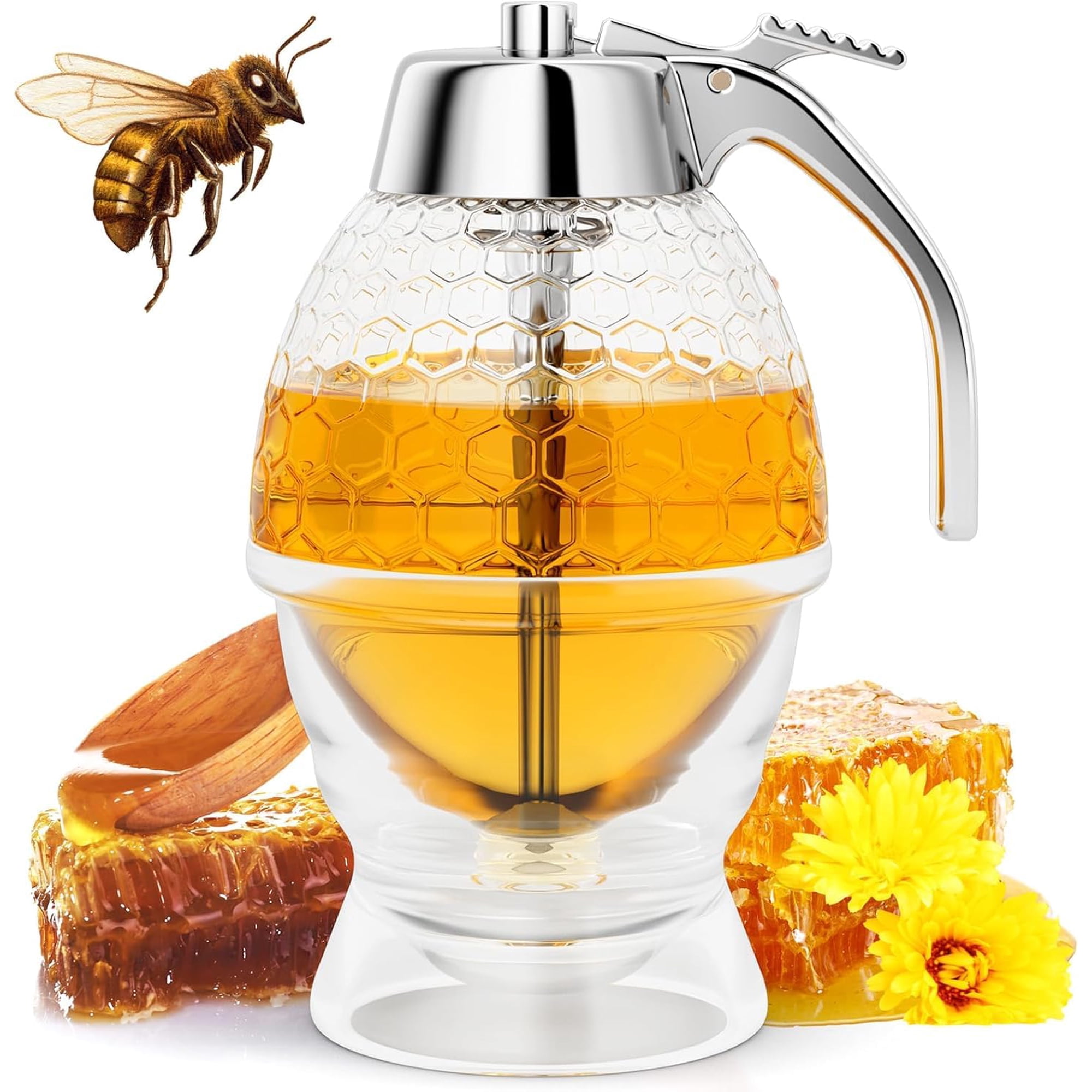 Dispensador De Miel Moyac De Vidrio De 240 Ml, Frasco Antigoteo Para Miel
