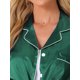 thumbnail image 5 of INSPIRE CHIC Conjunto de Pijama de Satén para Mujer con Ribete en Contraste Camisa con Solapa Suave y Botones & Pantalones Cortos con Volantes Ropa de Dormir Verde Medio, 5 of 6