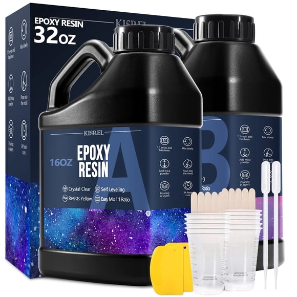 Kit de resina epoxi KISREL Crystal Clear, no amarillea, 960 ml x 2