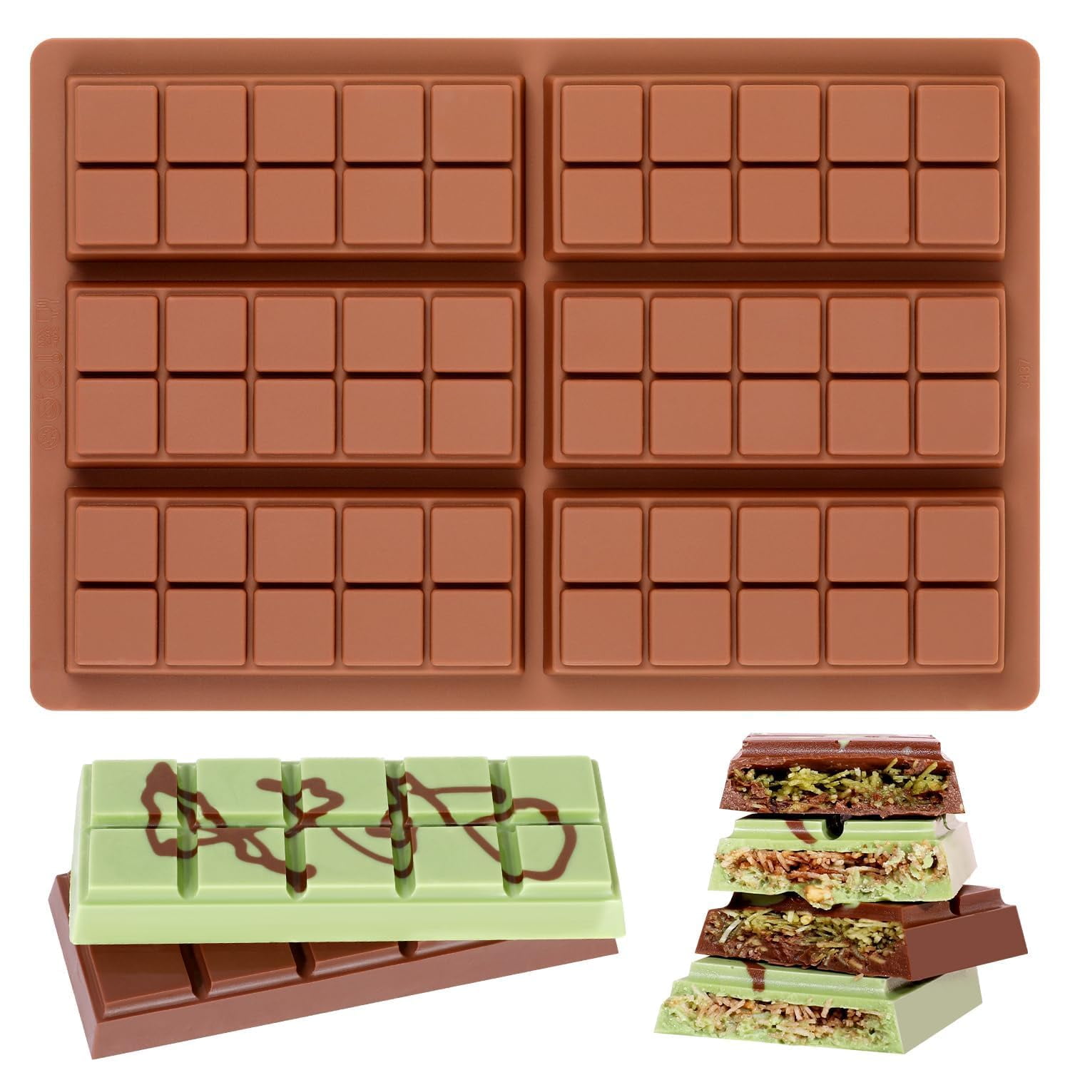 Fimary - Molde Primario Para Barras De Chocolate, Silicona Antiadherente, Dubai Pistacho