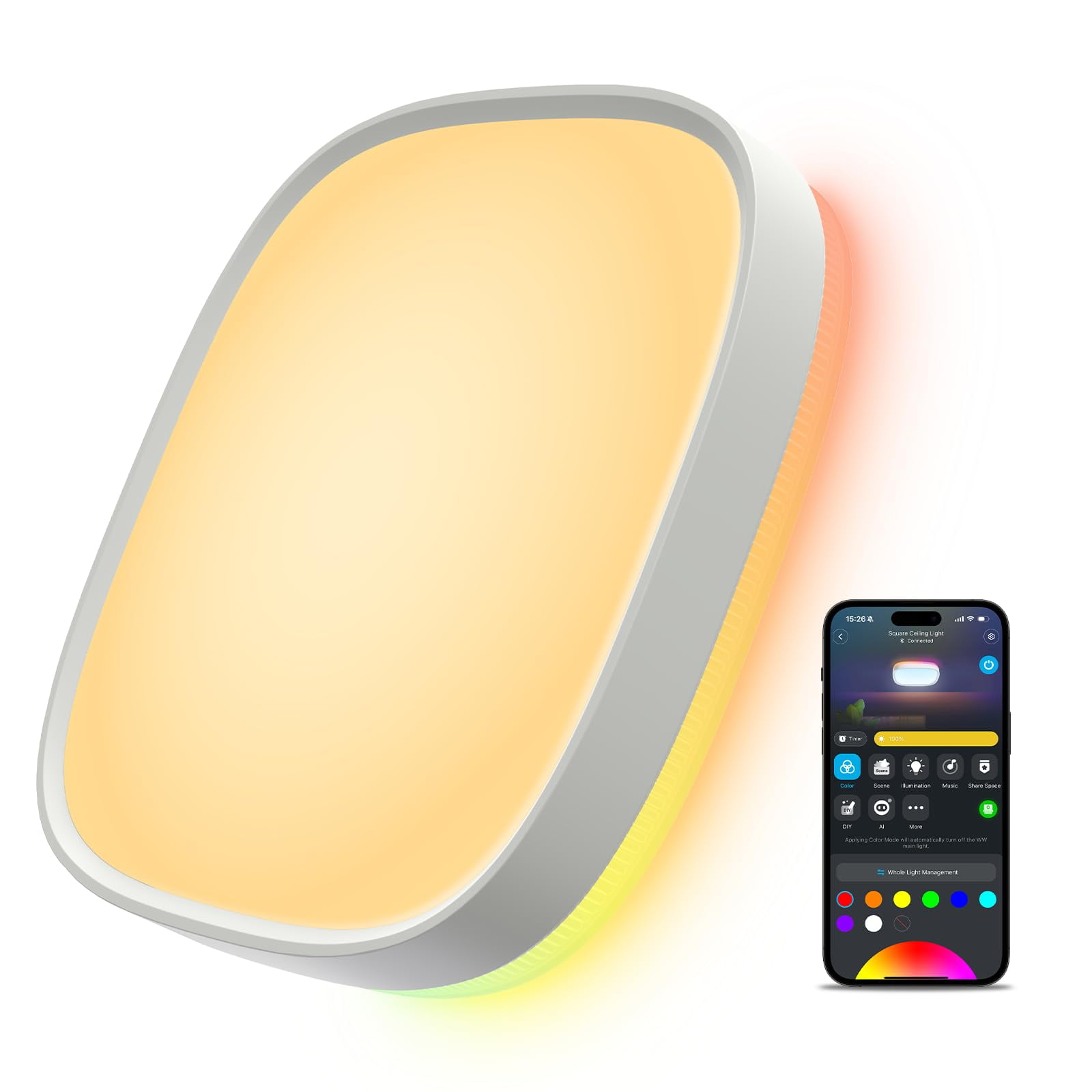 Lámpara De Techo Govee Smart Rgbic Led 2400lm 30x30 Cm Matter