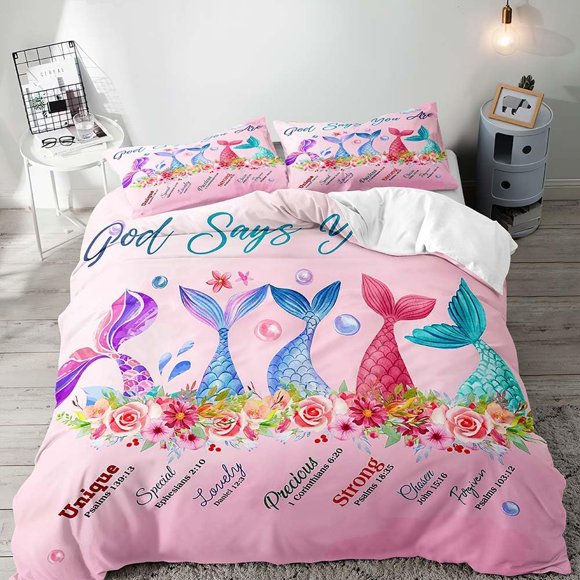 3PCS Pink Bedding White Duvet Cover Full Kids Bedding Gold Glitter Crown Castle Fairy Tale Princess Comforter Bedspread Quilt Cover