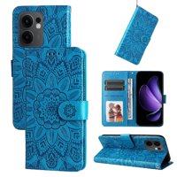 Funda Tipo Cartera Foxdock Para Oppo Reno 13F , Diseño Girasol En Relieve, Cuero Pu, Cierre Magnético, Soporte Y Tarjetero