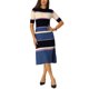 thumbnail image 2 of INSPIRE CHIC Vestidos de Punto a Rayas para Mujer de Manga Corta Midi Vestido Suéter Acanalado S Azul Púrpura, 2 of 6