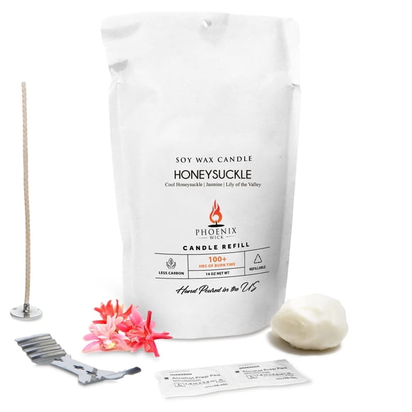 Kit de velas Phoenix Wick 400 g con aroma a madreselva
