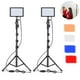 thumbnail image 2 of Kit de iluminación LED para video y fotografía (2 piezas), panel de estudio, luces clave para grabación de video, 4 filtros de color regulables, trípode ajustable y luz de relleno USB., 2 of 8