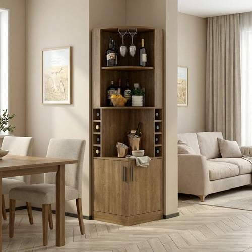Mueble De Bar Esquinero Multifuncional 180x47x47cm Marrón Oscuro