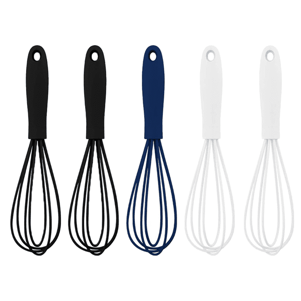 Paquete de 5 mini batidores de silicona de colores para cocina, para mezclar masa, leche, huevos y revolver.