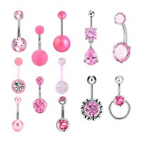 Magideal - 12 Uds. Anillos Para Ombligo, Barra Para Ombligo Rosa, Piercing Para Ombligo Moderno