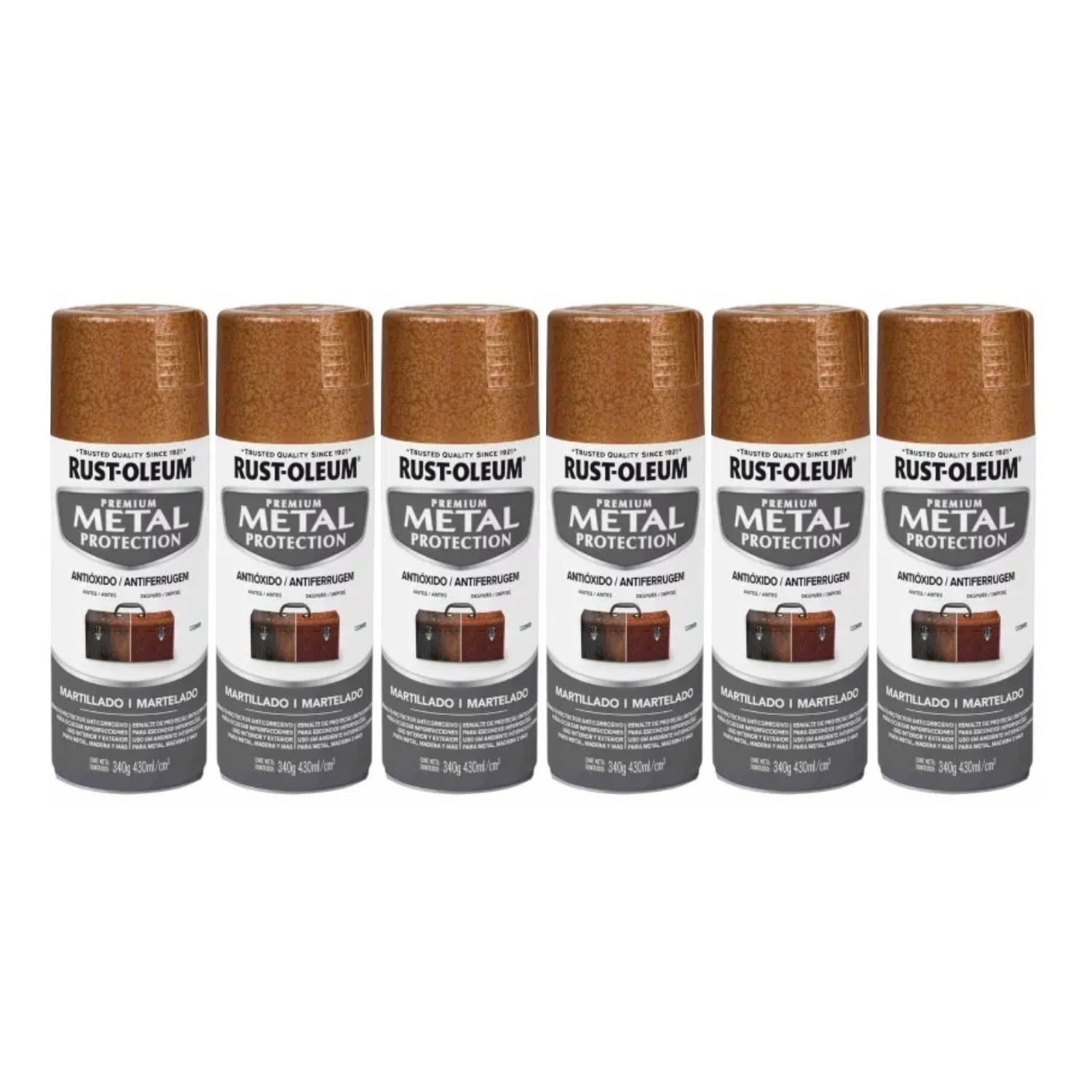 Rust-oleum - Pack 6 Und. Esmalte En Spray Metal Protection Cobre Martillado 340 G 700213